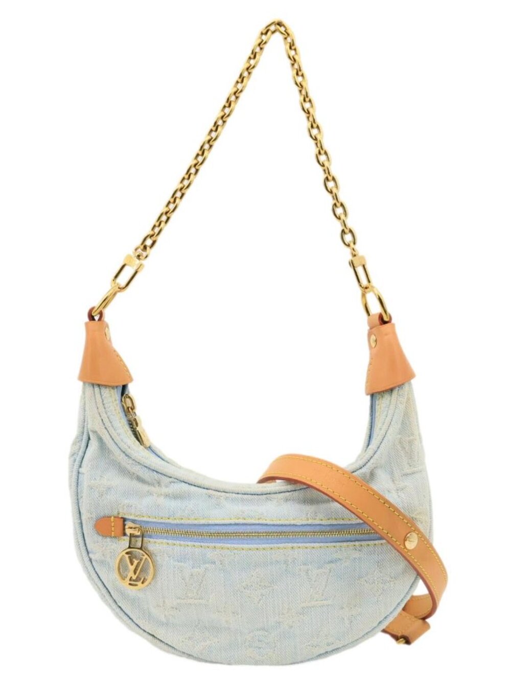 Louis Vuitton  Loop Monogram Denim Shoulder Bag Light Blue
